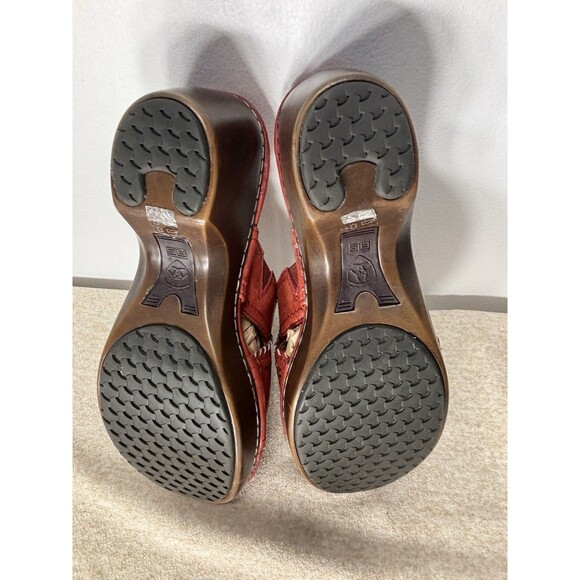 Ariat Womens Bella Clogs  Sandals Slip On Size 8 B Chili Red Leather  Stitching - Picture 11 of 12